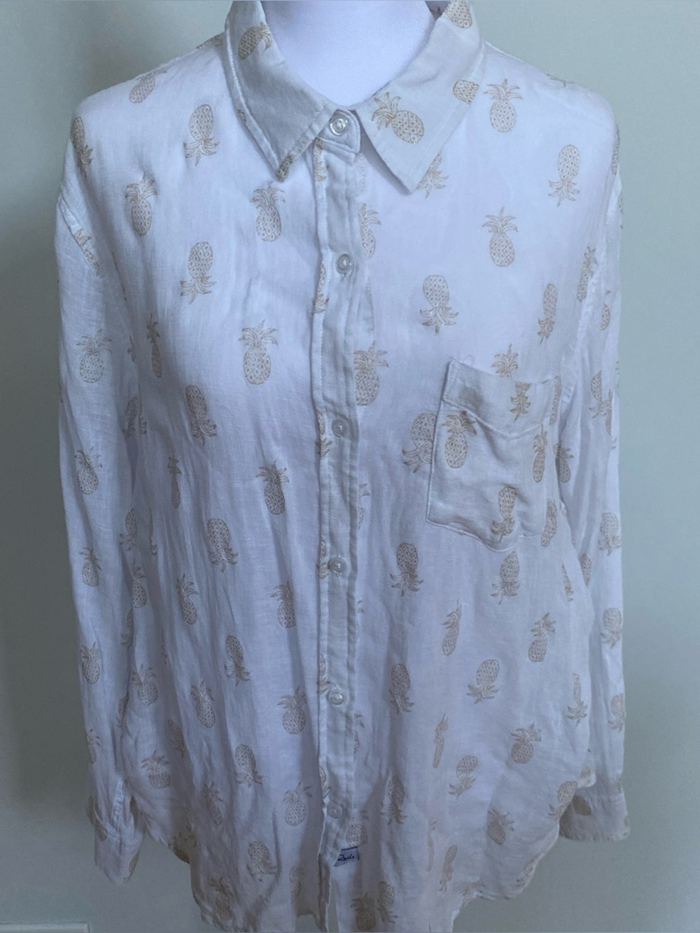 Rails Charli linen blend White Pineapple Print Button-Up Shirt